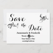Modernes, feines Schwarz-Weiß-Script Save The Date (Vorderseite)