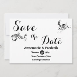 Modernes, feines Schwarz-Weiß-Script Save The Date