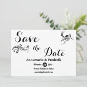Modernes, feines Schwarz-Weiß-Script Save The Date (Stehend Vorderseite)