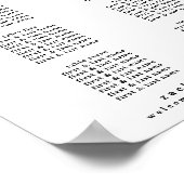 Modernes, feines Schwarz-weißes Hochzeitszeichen Poster (Ecke)