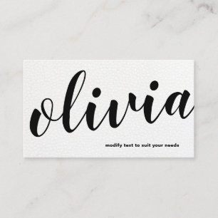 Modernes, feines Schwarz-weißes Lederskriptkalligr Visitenkarte