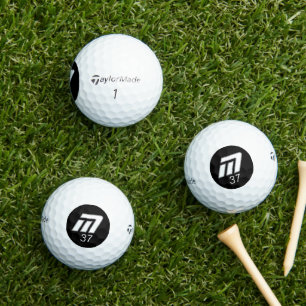 Modernes, feines Schwarzes Monogramm mit Alter Golfball