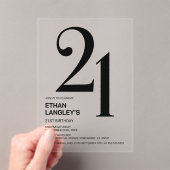 Modernes, feines Schwarzes Party 21. Geburtstag Acryleinladungen (Insitu (Handheld))