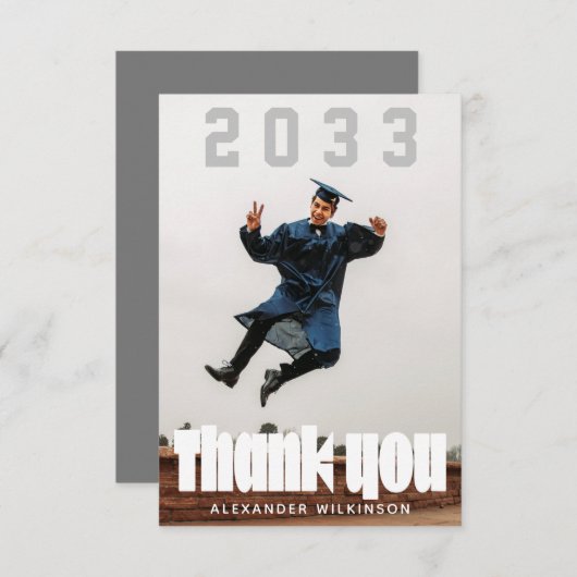 Modernes, feines Skript Minimalistisch GRAD Danke Einladung (Vorne/Hinten)