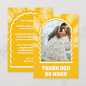 Modernes feines, sonnengelbes Foto Dankeskarte (Vorne/Hinten)