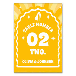 Modernes, feines Sonnenschein-Wavy-Arch-Foto Hochz Tischnummer