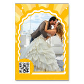 Modernes, feines Sonnenschein-Wavy-Arch-Foto Hochz Tischnummer (Rückseite)