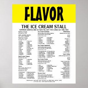 Modernes, feines Speisekarte mit Eiscreme Poster