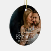 Modernes, feines Typografie-Foto Elegant Verlobt Keramik Ornament (Rechts)