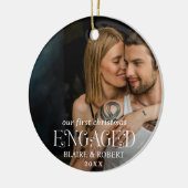 Modernes, feines Typografie-Foto Elegant Verlobt Keramik Ornament (Links)