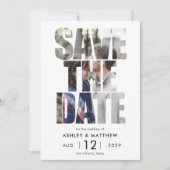 Modernes, feines Typografie-Foto Wedding Save The Date (Vorderseite)