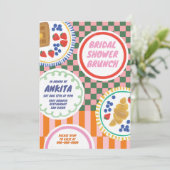 Modernes, feines und farbiges Brautparty Brunch Einladung (Stehend Vorderseite)