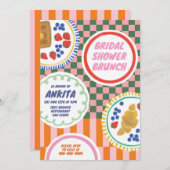 Modernes, feines und farbiges Brautparty Brunch Einladung (Vorne/Hinten)