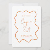 Modernes, feines Wavy Frame Burnt Orange Foto Wedd Save The Date (Vorderseite)