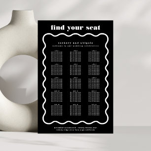 Modernes, feines Wavy Frame Schwarz-weiße Hochzeit Poster