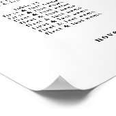 Modernes, feines, weißes Schwarz-Hochzeitszeichen Poster (Ecke)