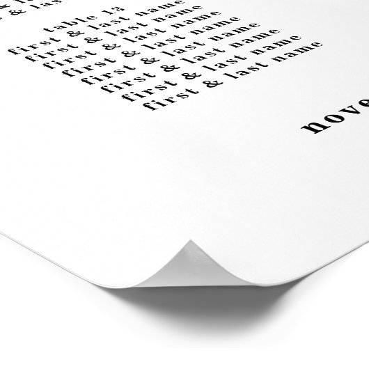 Modernes, feines, weißes Schwarz-Hochzeitszeichen Poster (Ecke)