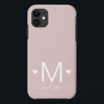 Modernes Feminin-Schriftzeichen-Monogramm-Rosa Case-Mate iPhone Hülle<br><div class="desc">Moderne feminine Skripte monogramm blush pink Name iPhone 11 Fall</div>