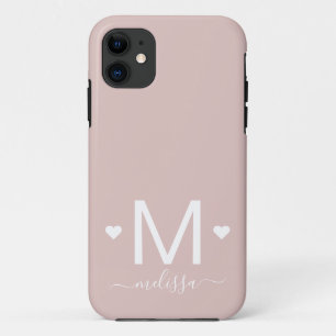 Modernes Feminin-Schriftzeichen-Monogramm-Rosa Case-Mate iPhone Hülle