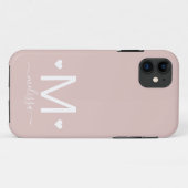 Modernes Feminin-Schriftzeichen-Monogramm-Rosa Case-Mate iPhone Hülle (Rückseite (Horizontal))