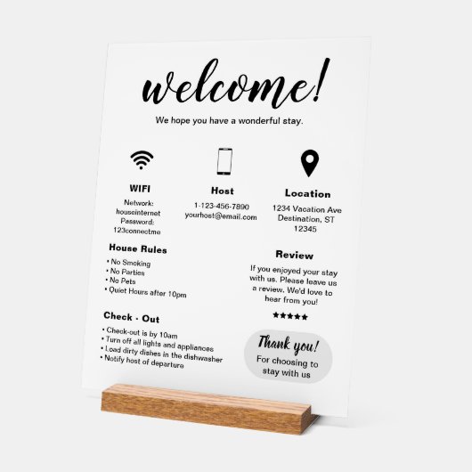 Modernes Ferienhaus Begrüßungszeichen Acrylschild (Winkel)