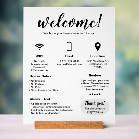 Modernes Ferienhaus Begrüßungszeichen Acrylschild (Neutral)