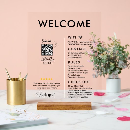 Modernes Ferienhaus Willkommen Acrylschild (Hochzeit)