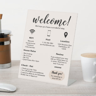Modernes Ferienhaus Willkommen Sockelschild