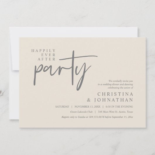 Modernes Fest nach dem Party Hochzeitsessen Einladung (Vorderseite)