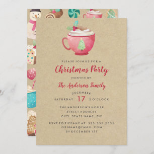 Modernes festes Aquarell Tasse Weihnachten Party Einladung