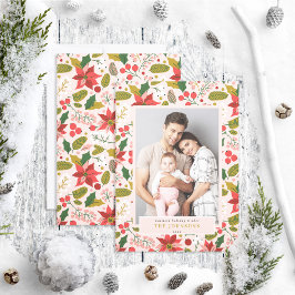 Modernes festes Mutrosa-Poinsettia-Foto Feiertagskarte