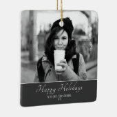 Modernes festes Skript Custom Foto Holiday Keramikornament (Rechts)