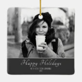 Modernes festes Skript Custom Foto Holiday Keramikornament (Rückseite)