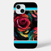 Modernes, festgehaltenes Rose iPhone 15 Fall Case-Mate iPhone Hülle (Rückseite)