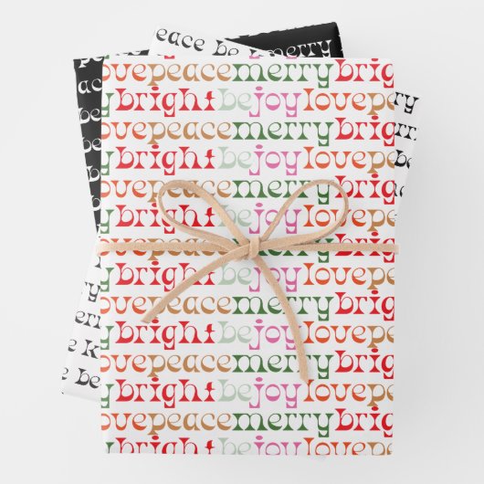 Modernes Festiv sei frohe Liebe Joy Geschenkpapier Set (Beispiel)