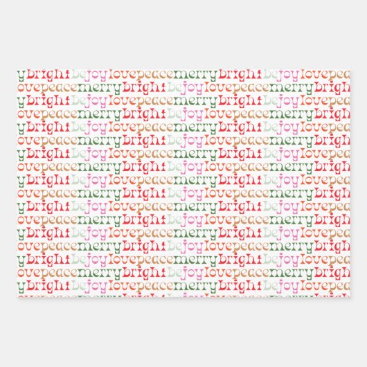 Modernes Festiv sei frohe Liebe Joy Geschenkpapier Set (Vorderseite)