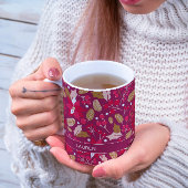 Modernes, festlich rosafarbenes Muster Zweifarbige Tasse