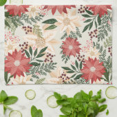 Modernes & festliches Botanisches Poinsettia Weihn Geschirrtuch (Gefaltet)
