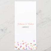 Modernes festliches Confetti Wedding Menu Menükarte (Rückseite)