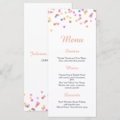 Modernes festliches Confetti Wedding Menu Menükarte (Vorne/Hinten)