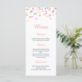 Modernes festliches Confetti Wedding Menu Menükarte (Stehend Vorderseite)