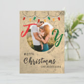 Modernes festliches Foto Rustikale Freude Feiertagskarte (Stehend Vorderseite)