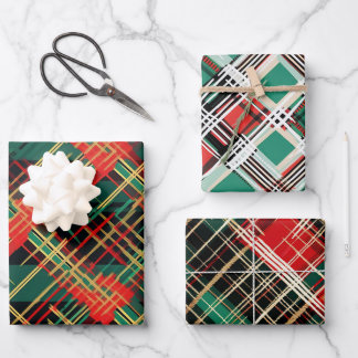 Modernes festliches Kariertes Weihnachtsfest im Se Geschenkpapier Set
