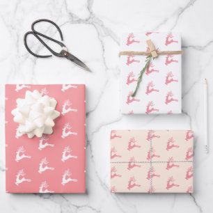 Modernes festliches Nordisches Weihnachtsfest Rosa Geschenkpapier Set