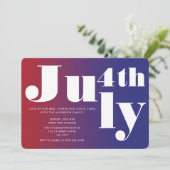 Modernes festliches Red Blue Gradient 4. Juli Einladung (Stehend Vorderseite)