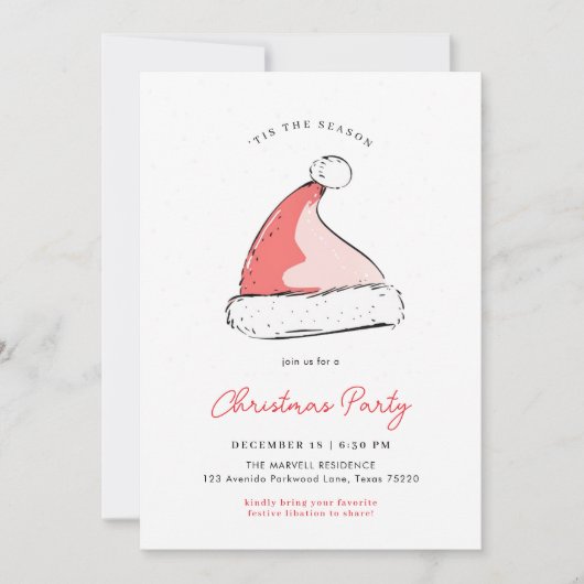 Modernes festliches Santas Hat Weihnachts-Party Einladung (Vorderseite)