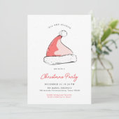 Modernes festliches Santas Hat Weihnachts-Party Einladung (Stehend Vorderseite)