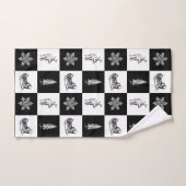 Modernes festliches Schwarz und Weiß Weihnachten Badhandtuch Set (Handtuch)