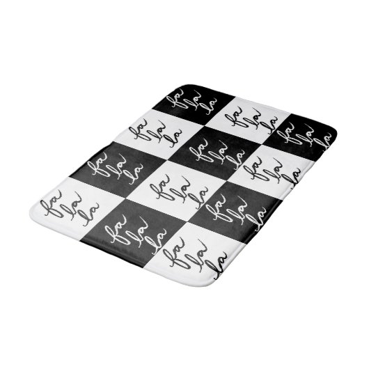 Modernes festliches Schwarz-Weiß-Fan La Weihnachte Badematte (Schrägansicht)