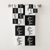 Modernes festliches Schwarz-Weiß-Fan La Weihnachte Badhandtuch Set (Insitu)